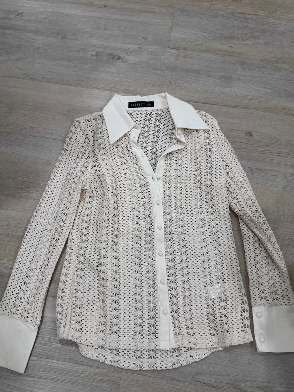 Lioness Cream Lace Button-Down Shirt